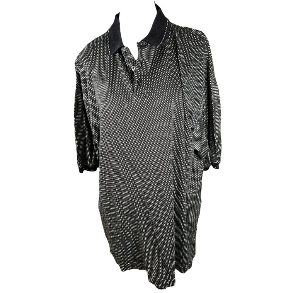 Dockers Golf Men’s Polo Shirt Size Large Micro Plaid Pattern Short Sleeve Cotton